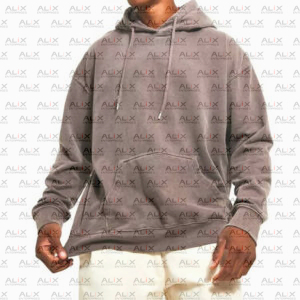 Men's 100% Cotton Oversized Pullover Hoodie Thick Heavy Weight High Quality Acid Wash Embroidered Custom Logo Solid Autumn - Image 1