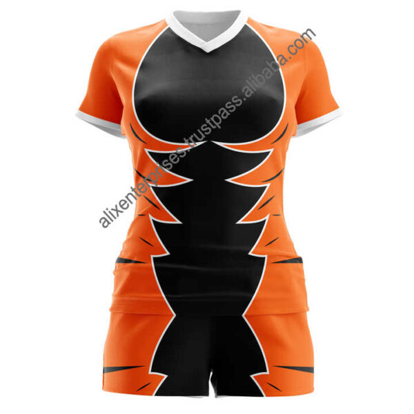 Customized Rugby Uniform Set Team Wear Women Short Sleeve Womens Rugby Football Jersey