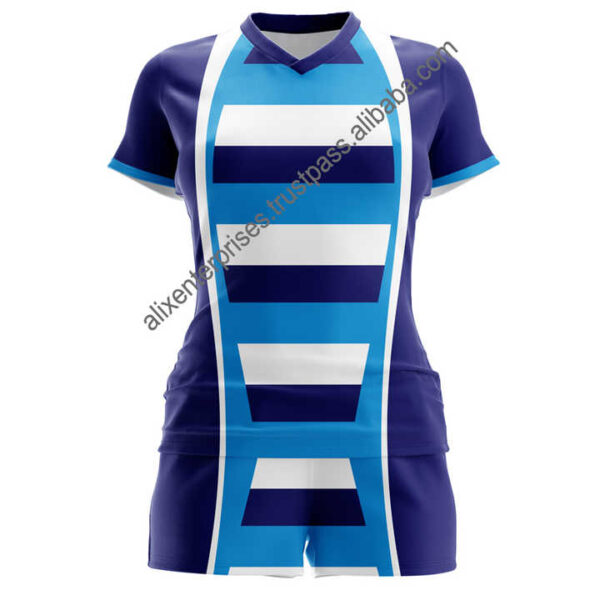Customized Rugby Uniform Set Team Wear Women Short Sleeve Womens Rugby Football Jersey