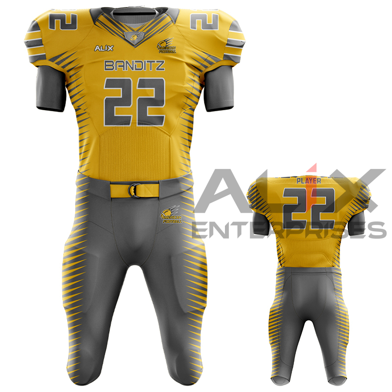 1 American Football Uniform Yellow Grey - Image 1